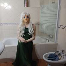 Wetlook Doll: Wet Green Formal Dress