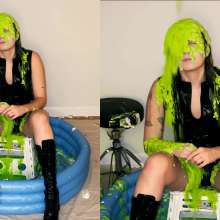 Slime Genesis: You Have the Balls to Dump Green Slime on Her Latex Outfit?