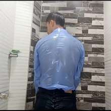 WETColours: Luke in the Shower with a Light Blue Shirt
