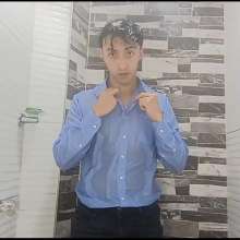 WETColours: Luke in the Shower with a Light Blue Shirt