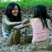 Owen: Mud Frisbee!  Grace and Gara--Photos