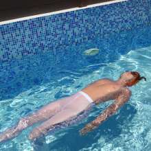 Lola and Lexs Messy Haven: Lola's Pink Leotard Workout  Poolside Wetlook Cool-Down