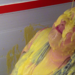 CandyCustard: Candy in the Custard Tank destroying evening dress with custard and pies!