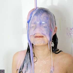 CandyCustard: Faye is gunged in a tiny PVC dress