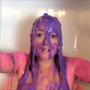 CandyCustard: Maria in bondage cuffed and shackled to gunge tank and slimed