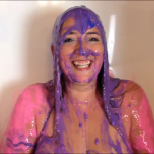 CandyCustard: Maria in bondage cuffed and shackled to gunge tank and slimed