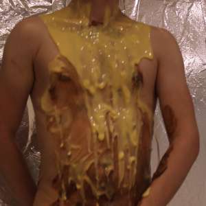 mudkip: Naked and messy in Custard and Chocolate Pictures!