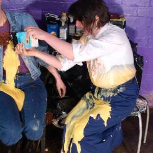DungeonMasterOne: Modesty in denim, Evelyne in uniform, clothes filling fun!