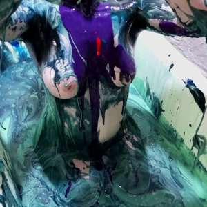 Stella: Stella paints her naked body in tub full of gunge.