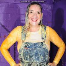 DungeonMasterOne: Maria messed up in short denim overalls!