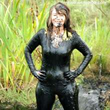 WSMProductions: Dee in the unique outdoor black silty, peaty oily mud--wsm