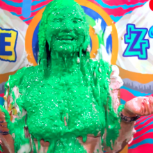 PieZone: Watch This Pink-Haired Girl Get Pied and Slimed Like 90s Nickelodeon!
