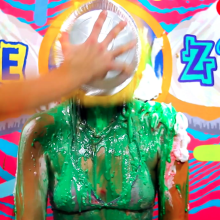 PieZone: Watch This Pink-Haired Girl Get Pied and Slimed Like 90s Nickelodeon!