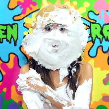 PieZone: Smoking Hot Chloe Is Sloshed In Multi-Colored Pie and Slime Mess!