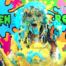 PieZone: Smoking Hot Chloe Is Sloshed In Multi-Colored Pie and Slime Mess!