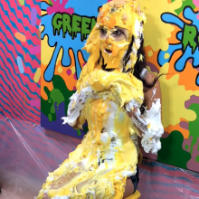 PieZone: Smoking Hot Chloe Is Sloshed In Multi-Colored Pie and Slime Mess!