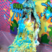 PieZone: Smoking Hot Chloe Is Sloshed In Multi-Colored Pie and Slime Mess!