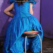 DungeonMasterOne: Saturation Hall: Maude creamed in a blue formal gown!