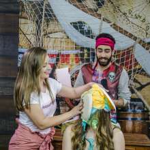 walking the plank: Giovanna and Alessandra and taking many pies in the face and slimed