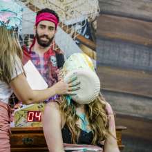 walking the plank: Giovanna and Alessandra and taking many pies in the face and slimed