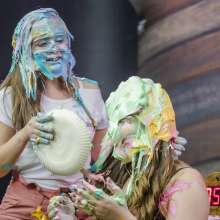 walking the plank: Giovanna and Alessandra and taking many pies in the face and slimed