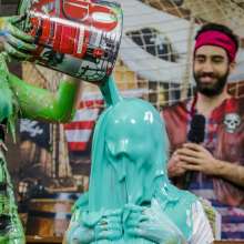 walking the plank: Giovanna and Alessandra and taking many pies in the face and slimed