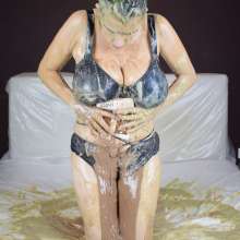 MessyCleo: Cleo strips out of her messy clothes and gets herself even messier.