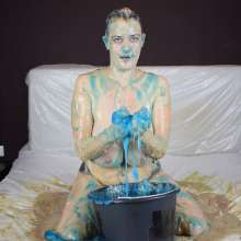 MessyCleo: Cleo strips out of her messy clothes and gets herself even messier.