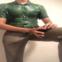 Daniel Wetlook: Cum a Lot on Dark Green Shirt