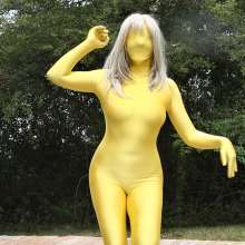FOXY: Yellow zentai in mud