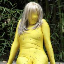 FOXY: Yellow zentai in mud