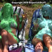 SlapstickStuff: The Return of the 2-Girl Outdoor Slime Shoot!
