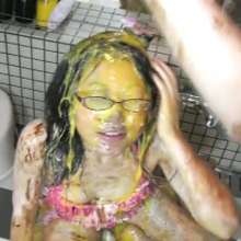 usamilk japanese cosplay: Food Messy Play in Japanese Girls Swimsuit 01
