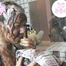 usamilk japanese cosplay: Food Messy Play in Japanese Girls Swimsuit 01