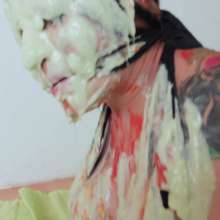 lovingmessy4you: Messy Food Me and Gagged with Black Rope
