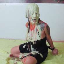 lovingmessy4you: Messy Food Me and Gagged with Black Rope