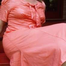 MadelineOasis: 1930's Peach Retro Dress and Lingerie on the Deck