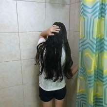 MadelineOasis: Lolita in Shorts and Tee Hair Washing