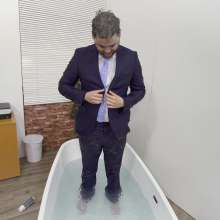 WamtasticUK: Hot Working in the Office Al Wet Bath in Smart Suit