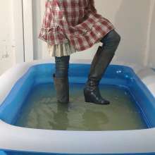 Wetlook Doll: Wet Red Dress + Long Boots