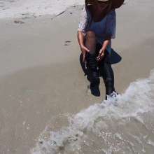 Wet_look_elena: White Dress in the Sea
