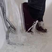eileenvogel: W340 Eileen washing her red canvas shoes