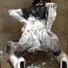 Jayce: Foamed+Fucked in Catsuit, Boots, Foam Gunge+Nude Fuck Finale
