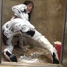 Jayce: Foamed+Fucked in Catsuit, Boots, Foam Gunge+Nude Fuck Finale