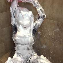 Jayce: Foamed+Fucked in Catsuit, Boots, Foam Gunge+Nude Fuck Finale