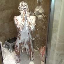 Jayce: Foamed+Fucked in Catsuit, Boots, Foam Gunge+Nude Fuck Finale
