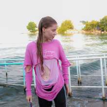Wet Live Team: Nastya Destroyed Wet Clothes and Was without a Bra in Public