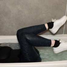 AuroraWetlook: Redhead Soaked in Sneakers, Jeans and a Jumper!
