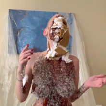 Slimed Models: New Model Kat Gets "Tar" and Feathered Nude!