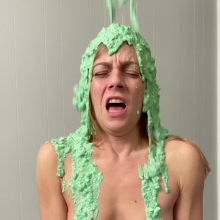 Slimed Models: Erin Returns to Take four buckets of our Nasty Fish Slime!